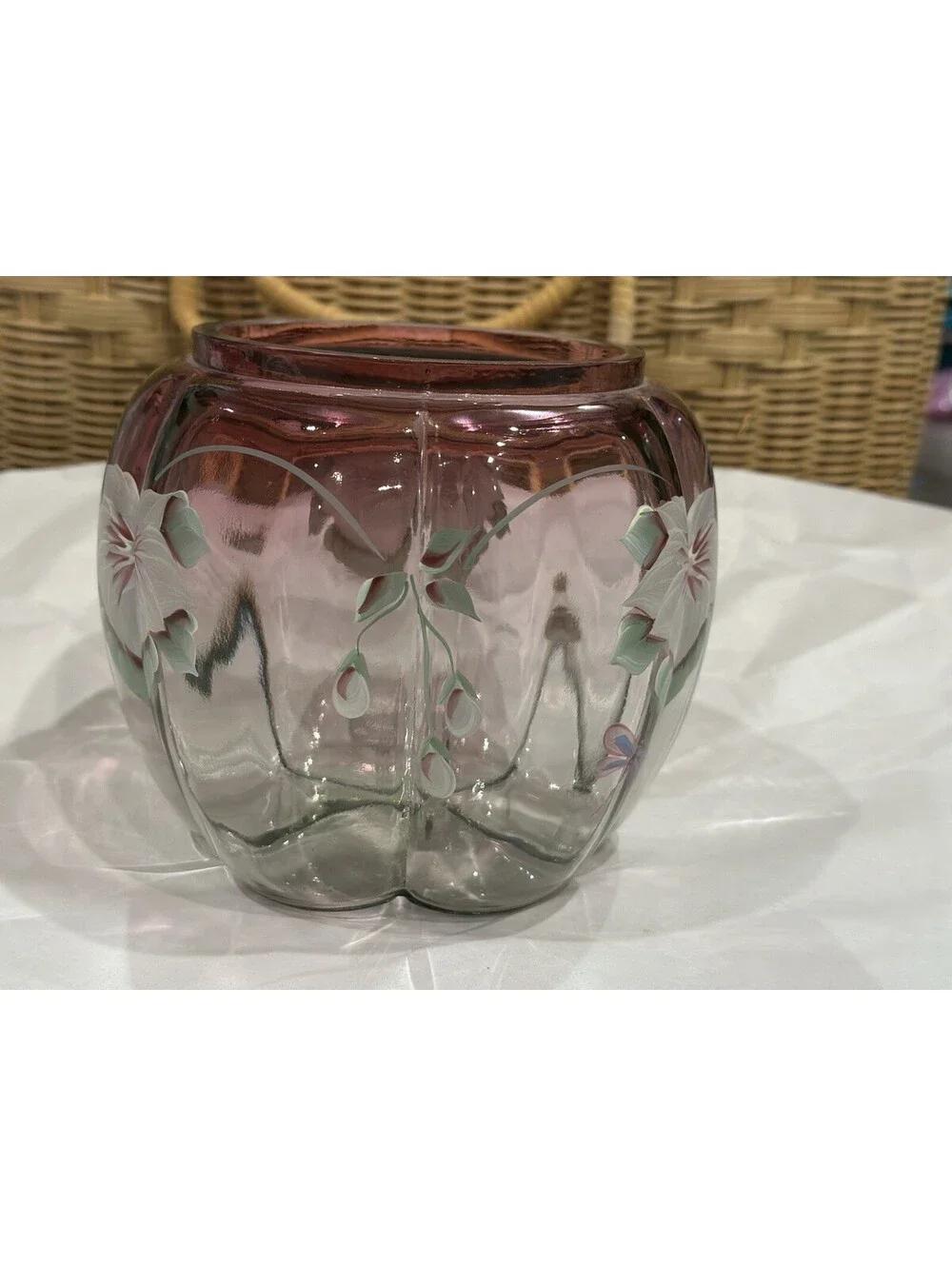 Limited Ed. Fenton Cranberry Glass Melon-Ribbed Rose Bowl Numbered Signed RARE